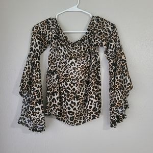 LF Seek The Label Off Shoulder Leopard Top